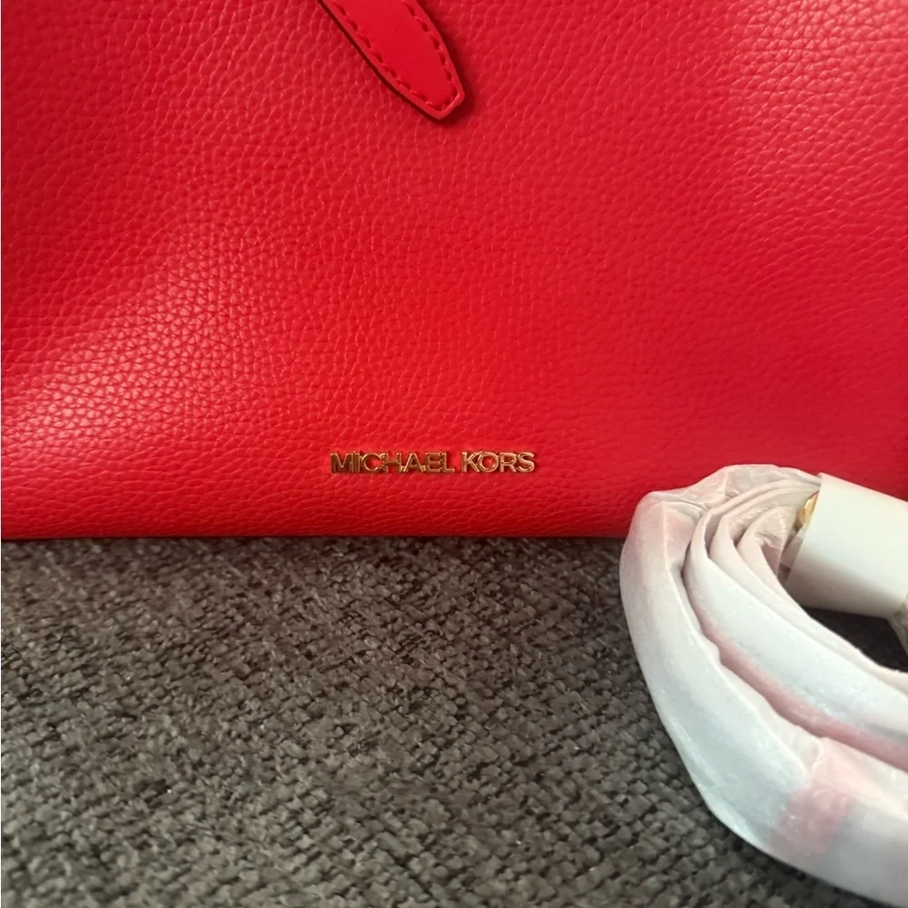 NWT- Michael Kors Red Satchel with Gold Hardware